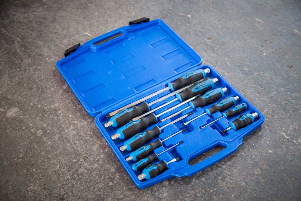 Blue Spot Tools 12-Piece Hex Bolster Screwdriver Set with Storage Case
