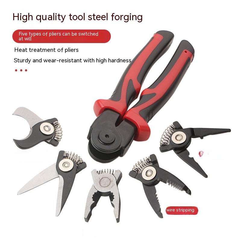5-in-1 interchangeable head pliers set – photo 2