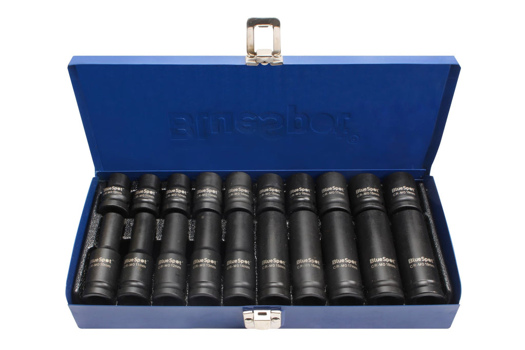 Blue Spot Tools 20-Piece 1/2" Deep and Shallow Metric Impact Sockets (10-19mm)