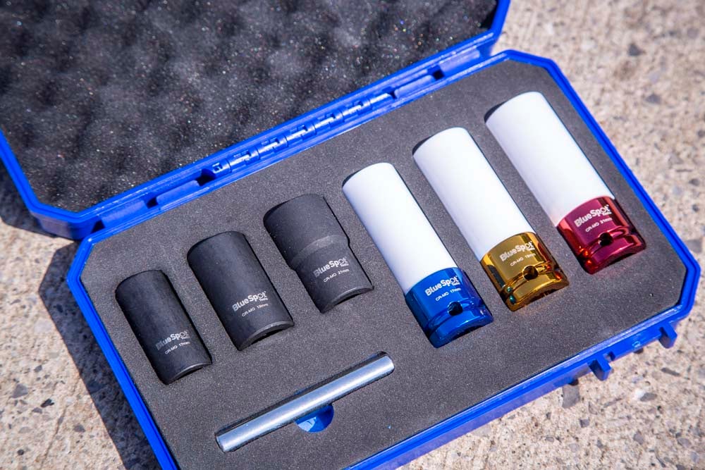 Blue Spot Tools 7-Piece 1/2" Wheel Nut Impact Socket Set (17, 19, 21mm)
