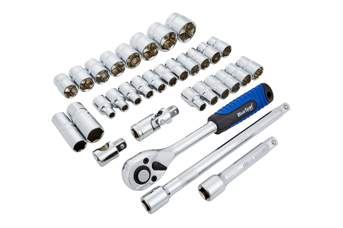 Blue Spot Tools 32-Piece 1/2" Hex & 12 Point Socket Set (Hex 8-32mm) (12 Point 10-19mm)