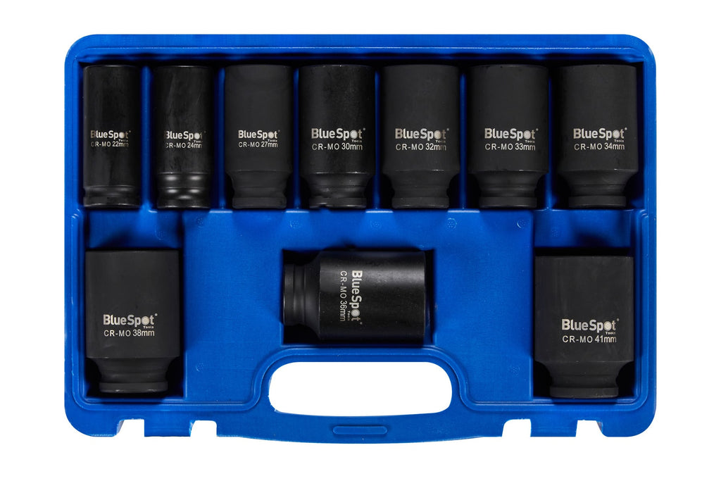 Blue Spot Tools 10-Piece 1/2" Metric Deep Impact Sockets 22MM-41MM