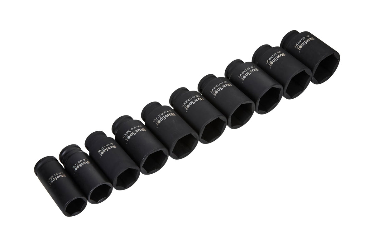 Blue Spot Tools 10-Piece 1/2" Metric Deep Impact Sockets 22MM-41MM