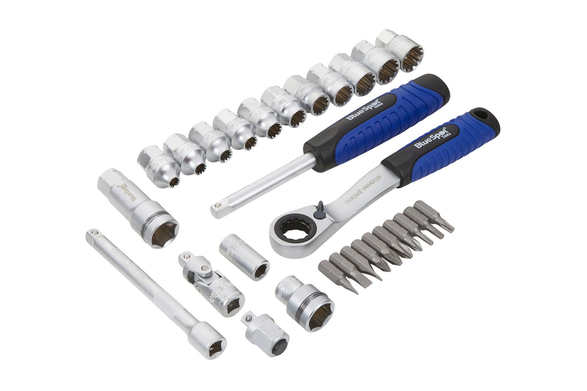 Blue Spot Tools 29-Piece 1/4" Multi Fit Go Through Socket Set (4.5-13mm)