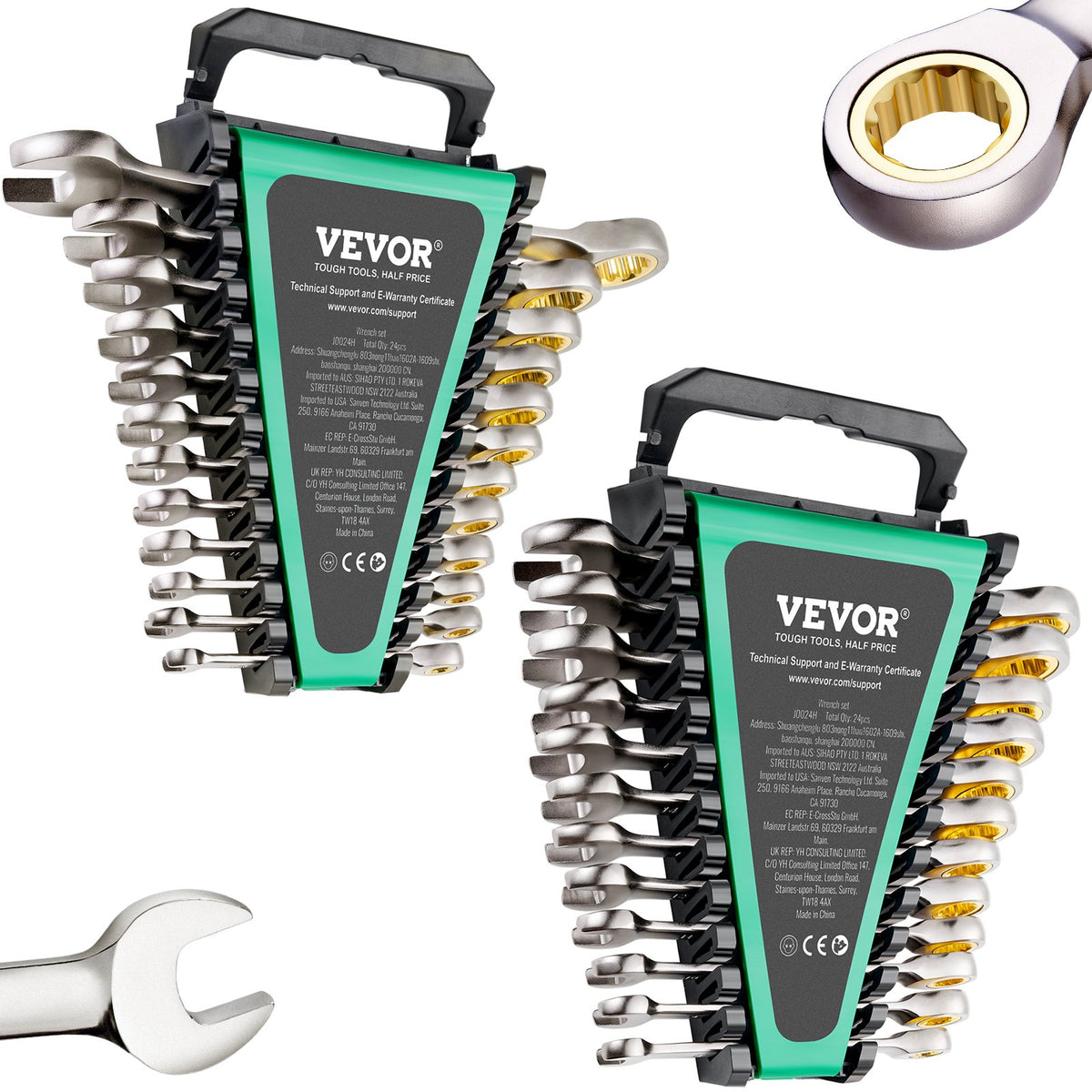 VEVOR metric and SAE ratcheting combination spanner set