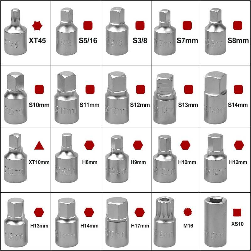 22-Piece 3/8" Drive Sump Plug Key Set - image 5