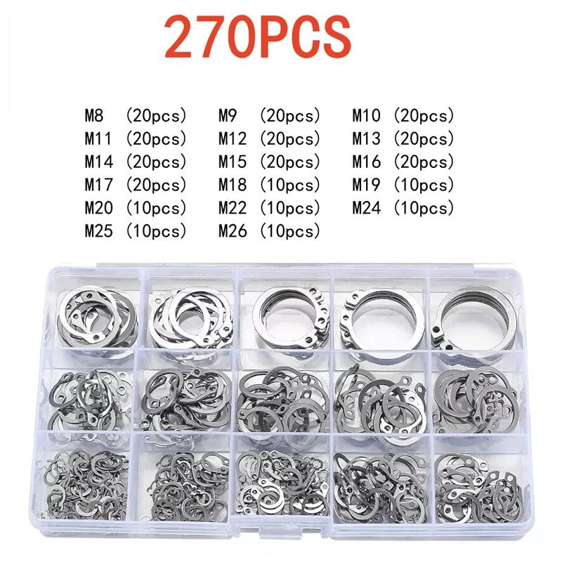 External Circlip Assortment, 8–26 mm, 304 Stainless Steel - image 1
