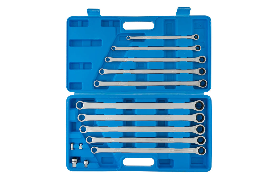 Blue Spot Tools 10-Piece Extra Long Ratchet Spanner and Adaptor Set (8-19mm)