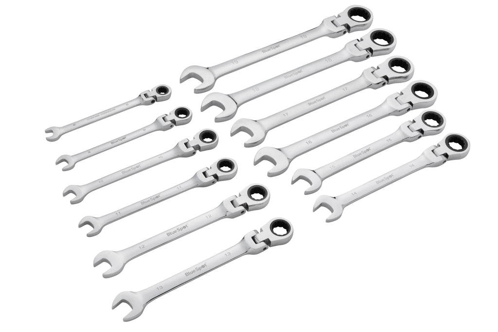 Blue Spot Tools 12-Piece Flexible Metric Ratchet Spanner Set (8-19mm) (With Case)