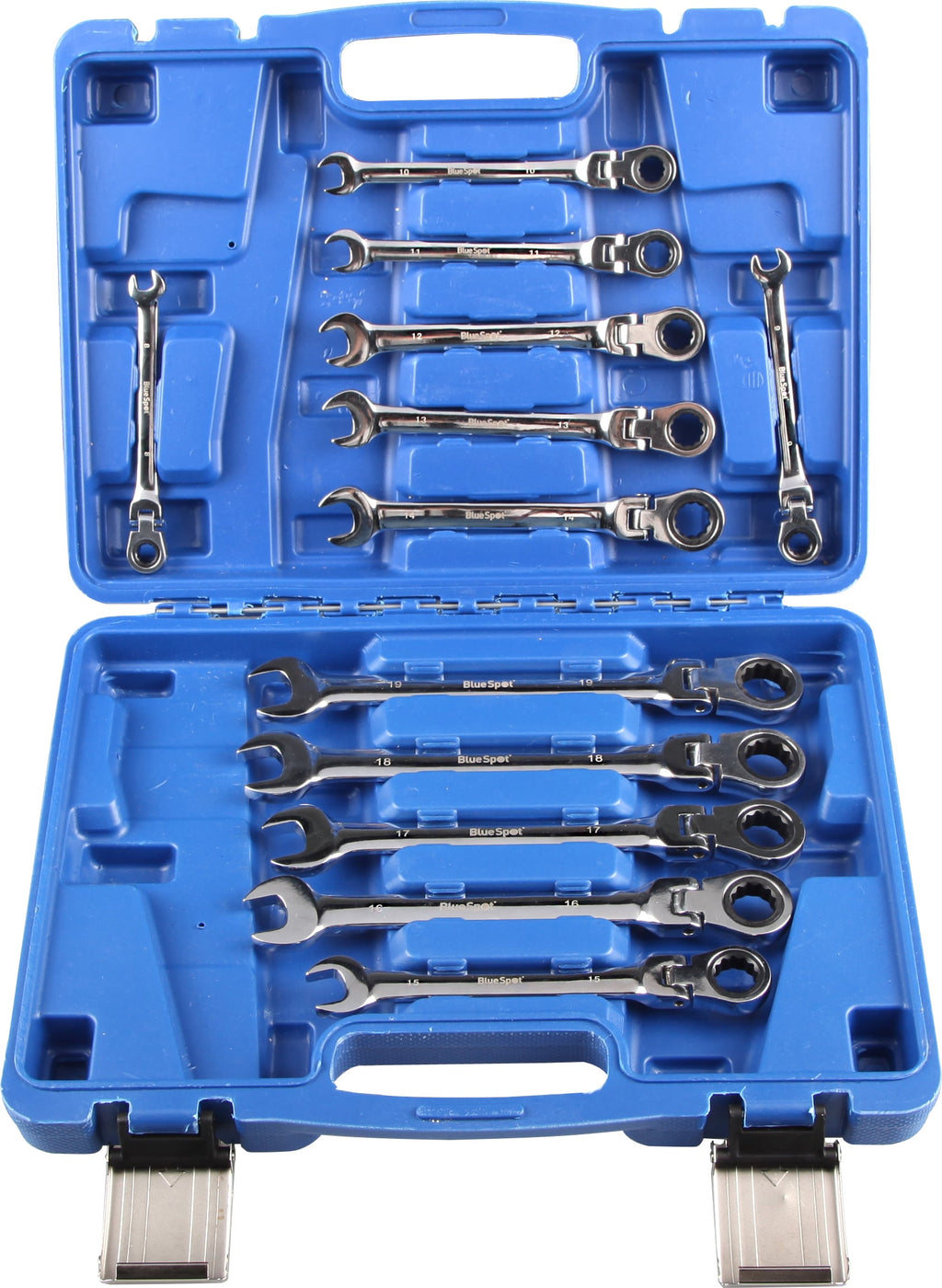 Blue Spot Tools 12-Piece Flexible Metric Ratchet Spanner Set (8-19mm) (With Case)
