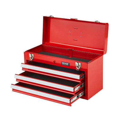 3-Drawer Metal Tool Chest, 52 cm, Red - image 1