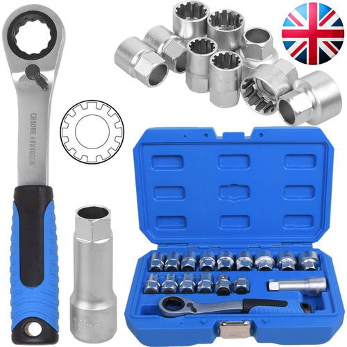 17-Piece Through-Hole Ratchet & Socket Set, 10–24 mm - image 1