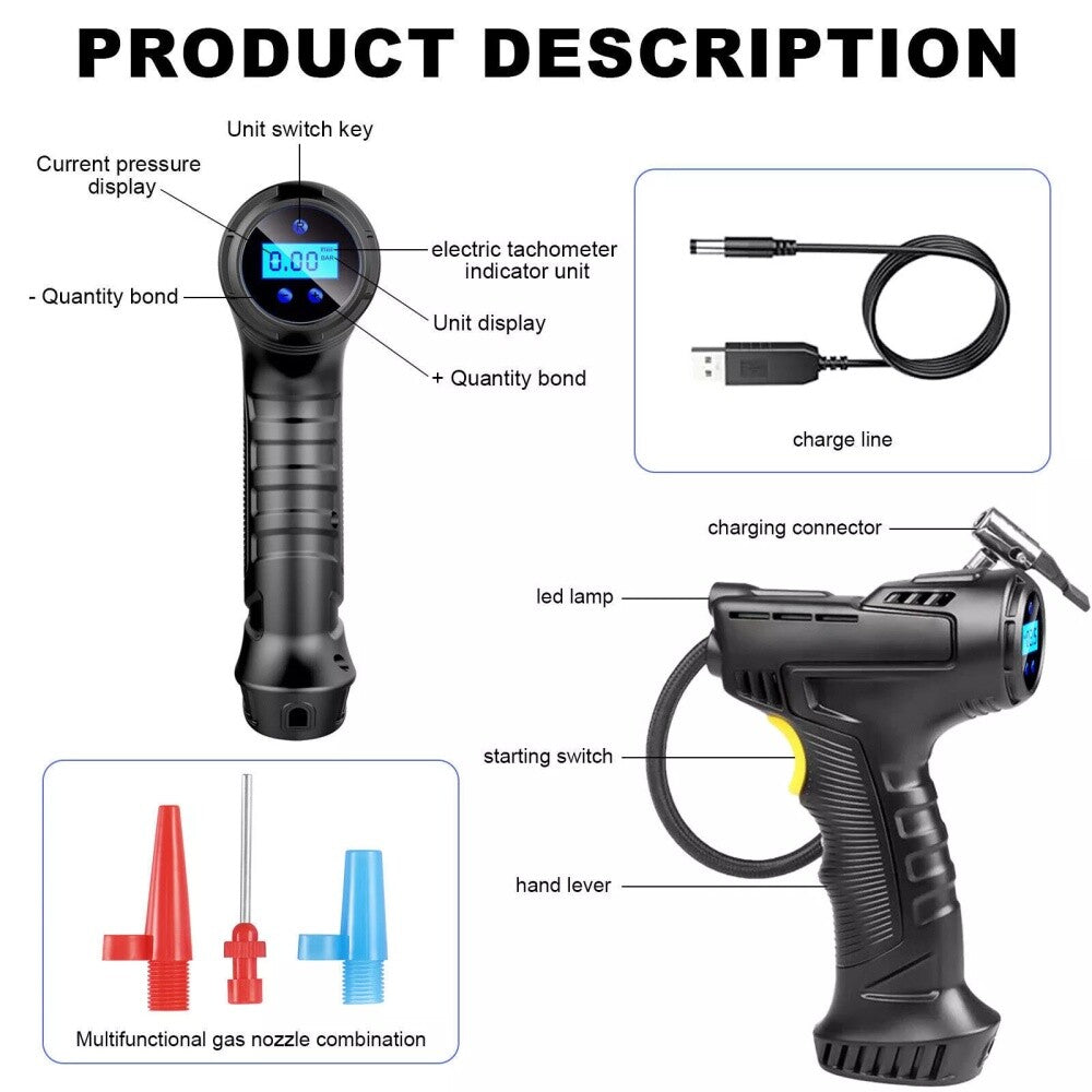 Cordless 12V Tyre Inflator with Digital Preset & LED Light - image 6