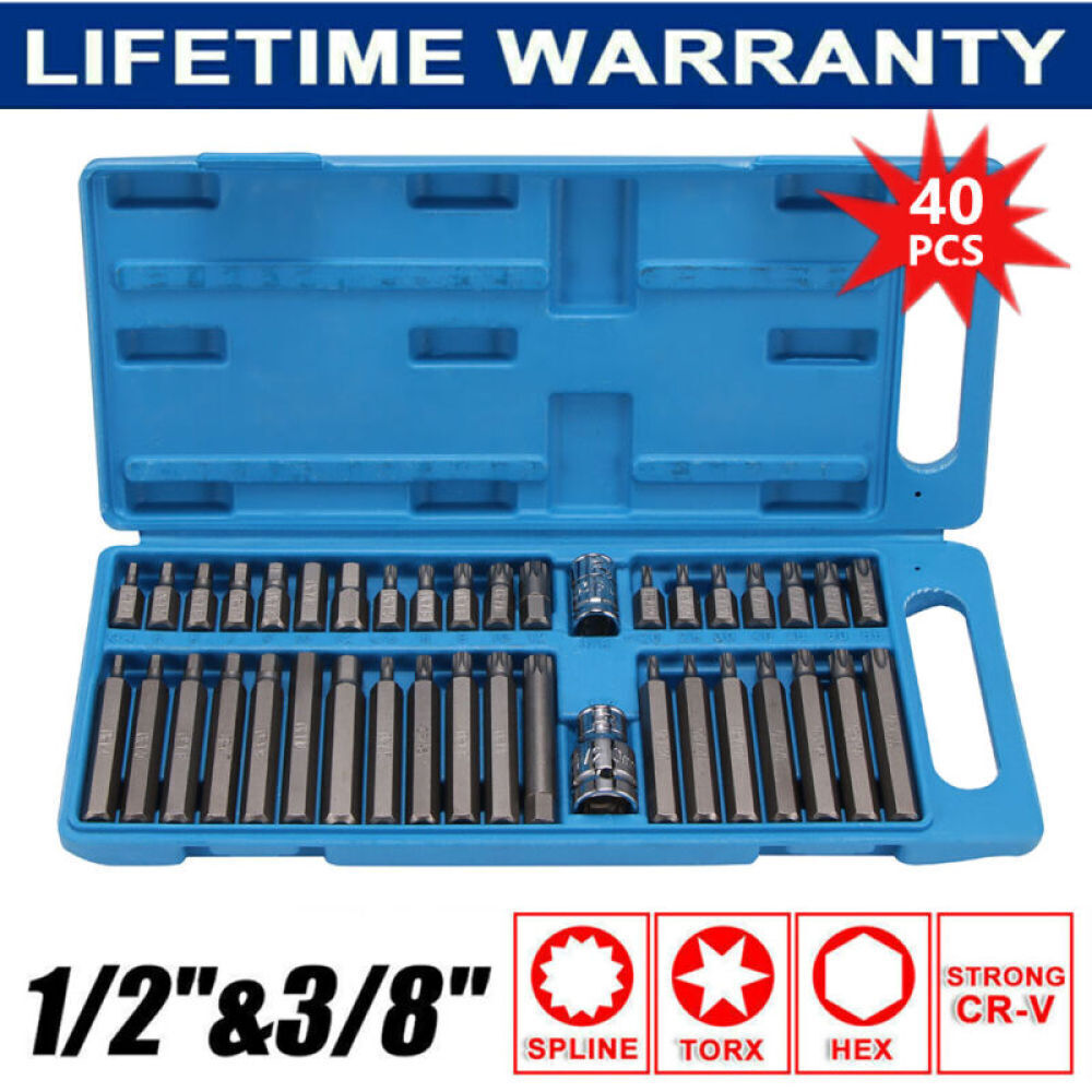 40-Piece Torx, Hex & Spline Bit Socket Set, 3/8" & 1/2" Drive - image 4