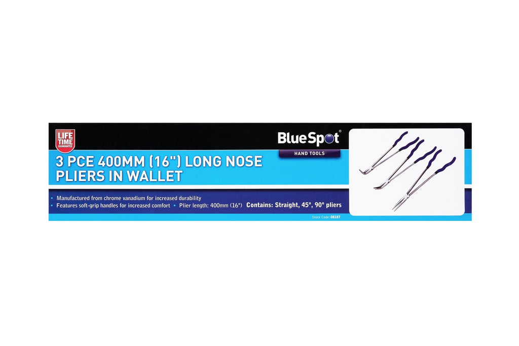 Blue Spot Tools 3-Piece 400mm (16") Long Nose Pliers In Wallet