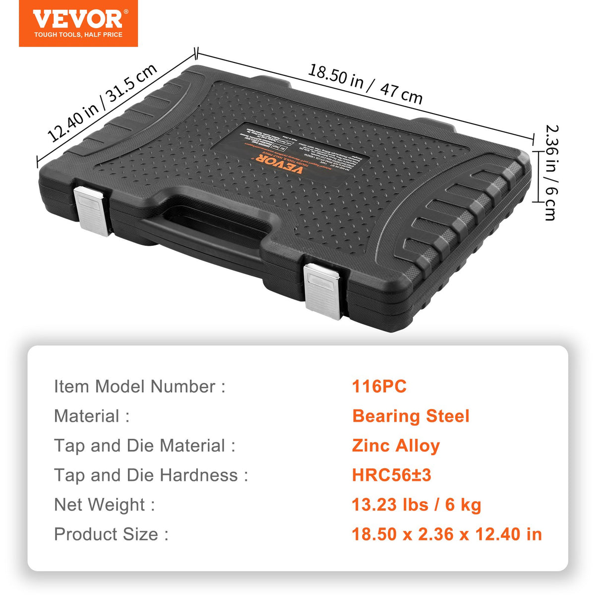 116-Piece Metric & Imperial Tap and Die Set with Case - image 3
