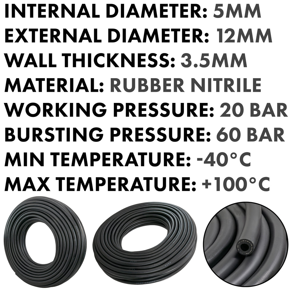 5mm Braided Rubber Fuel Hose, SAE J30 R6