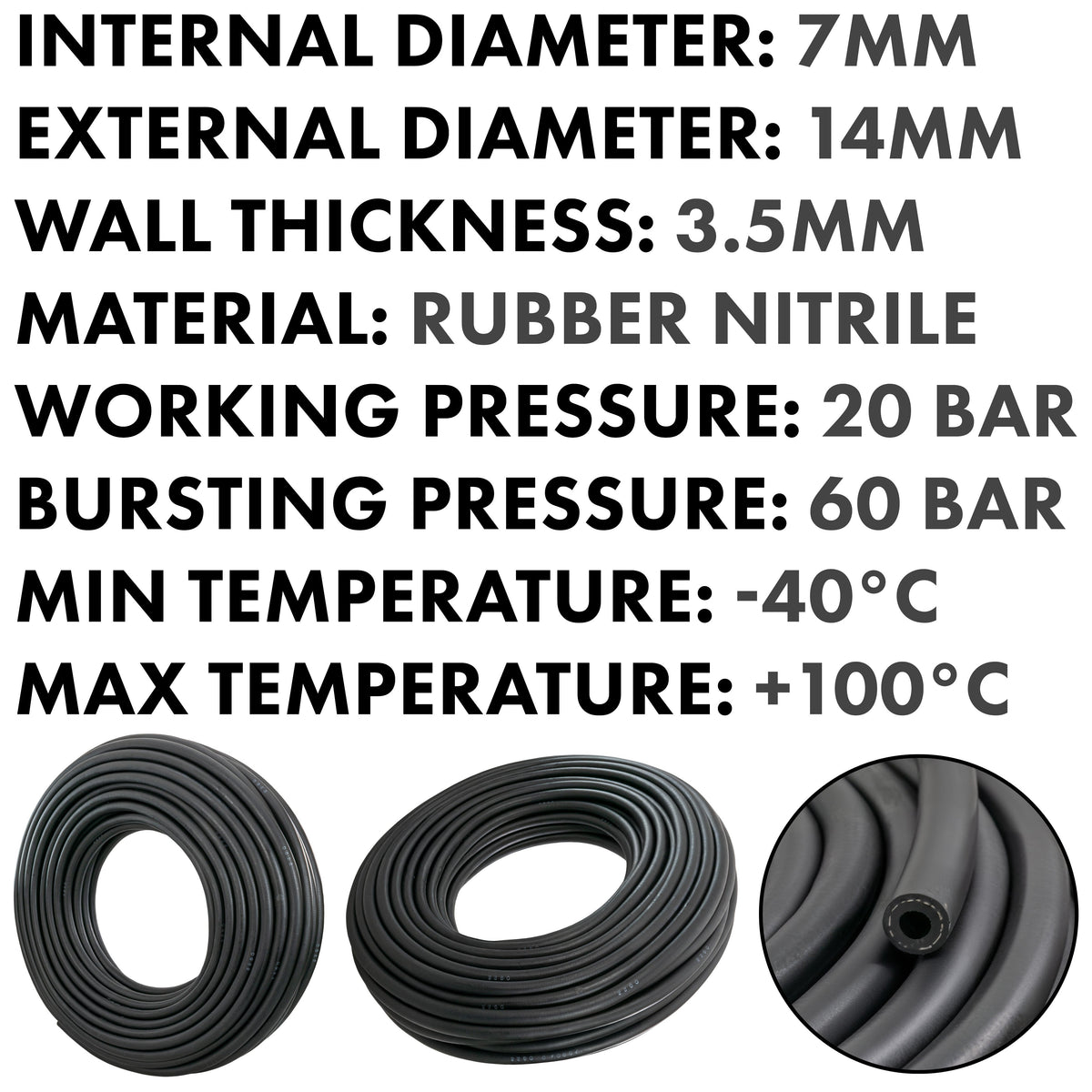7mm Braided Rubber Fuel Hose, SAE J30 R6