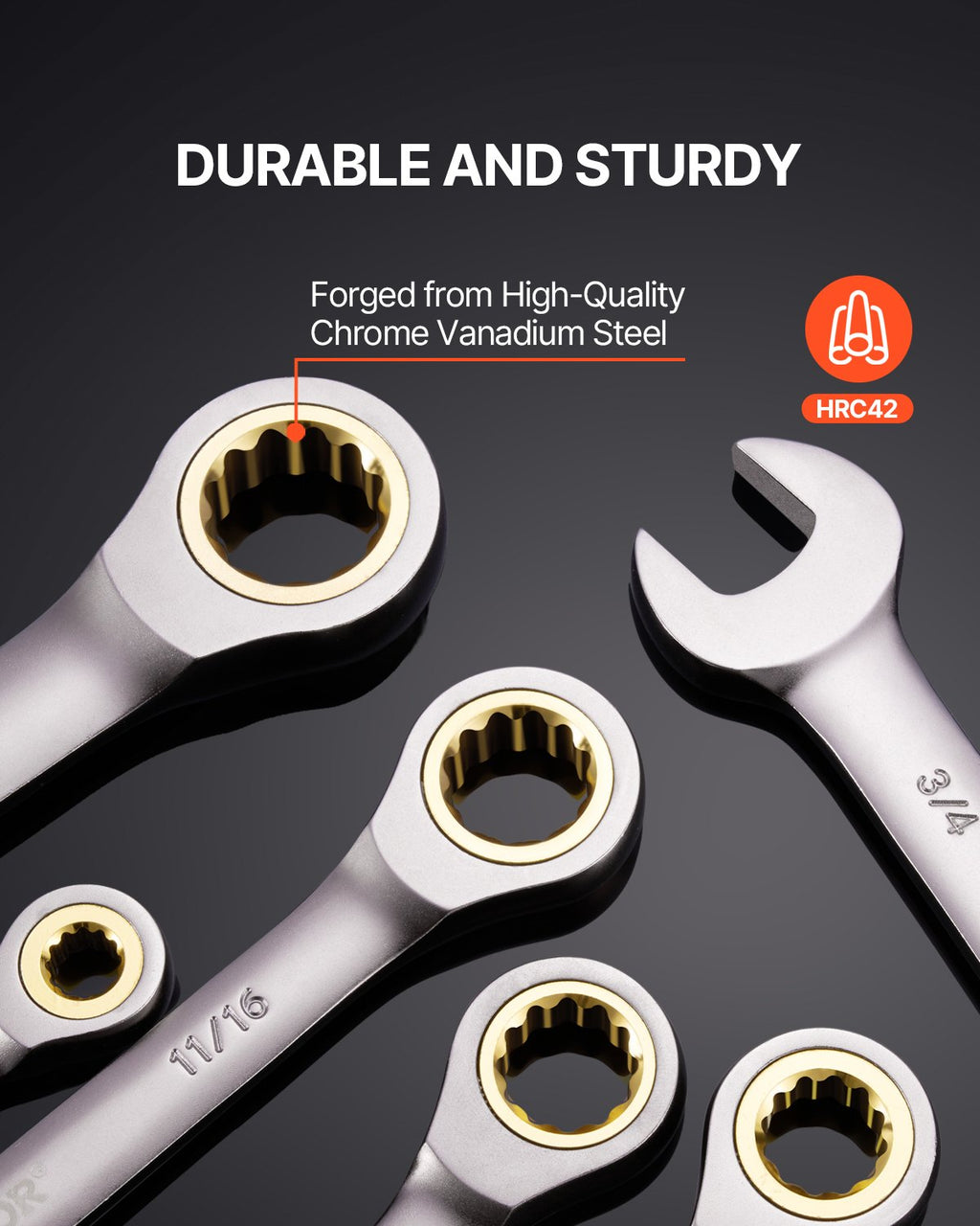 VEVOR metric and SAE ratcheting combination spanner set