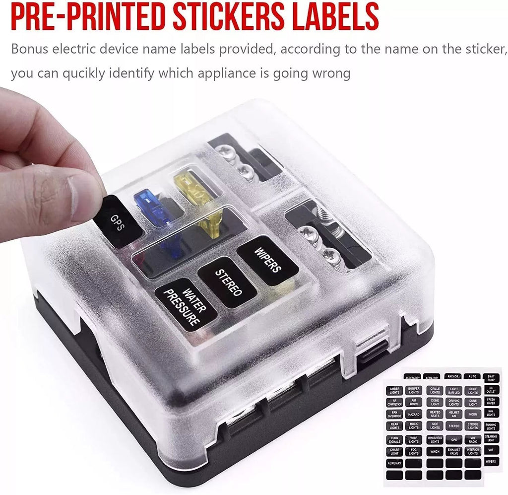 6-Way Blade Fuse Box with Cover, 12–24 V - image 5
