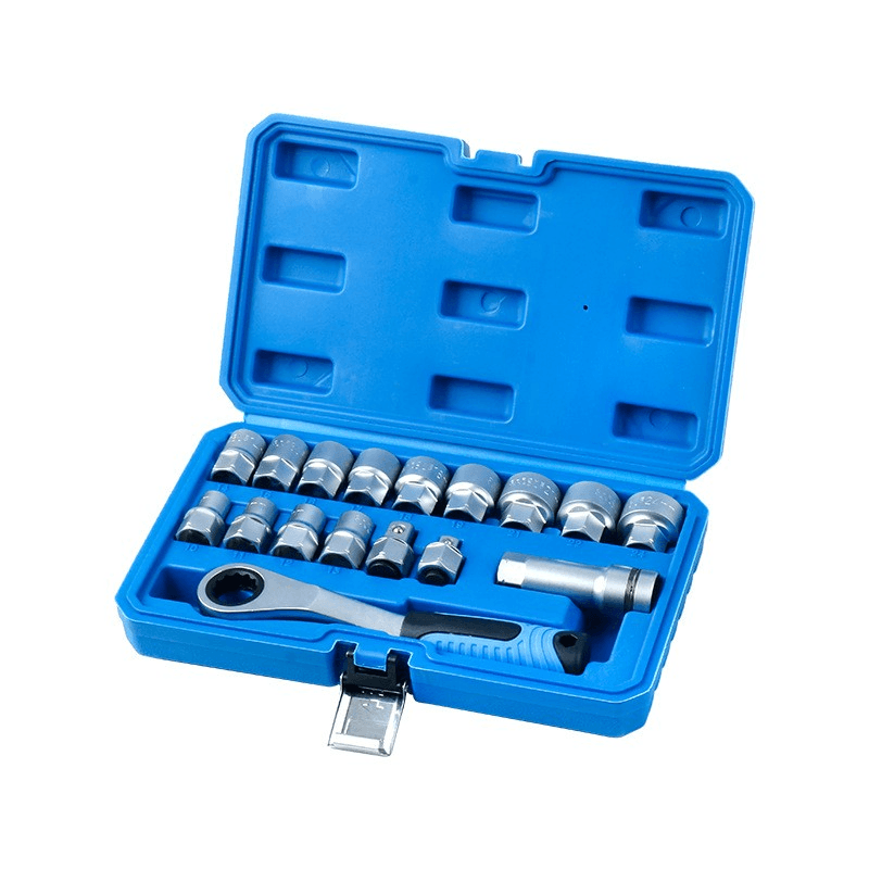 17-Piece Through-Hole Ratchet & Socket Set, 10–24 mm - image 4