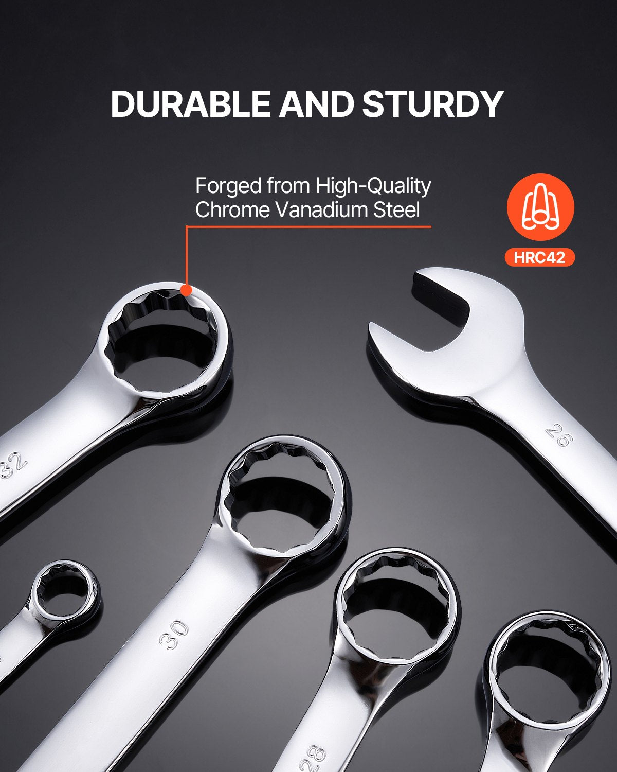 VEVOR 25-piece combination spanner set with roll-up pouch